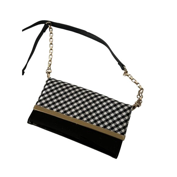 WHITE HOUSE BLACK MARKET WHBM Blue Gingham Chain Crossbody Wallet Bag - Picture 2 of 7